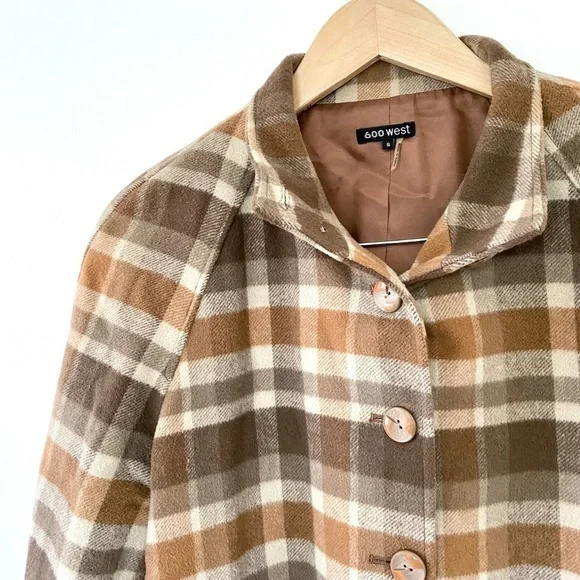 Vintage Wool Lined Plaid Tartan Brown Button Shacket - Picture 7 of 13